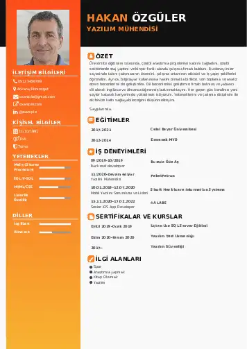 Yazılım Mühendisi Cv Örnekleri cv indir